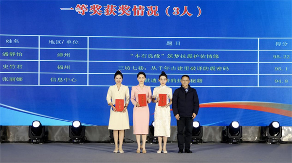 福建省地震局黨組成員、副局長黃騰浪為獲獎者頒獎.jpg